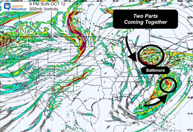 October 8 weather coastal storm jet stream Sunday
