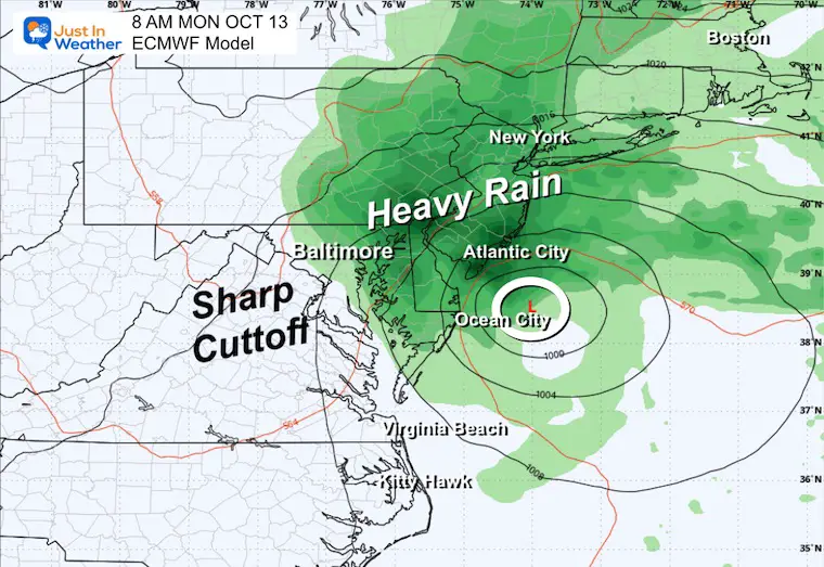 October 9 storm forecast Monday