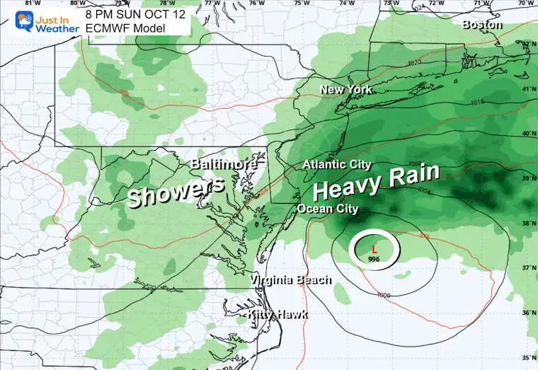 October 9 storm forecast Sunday night