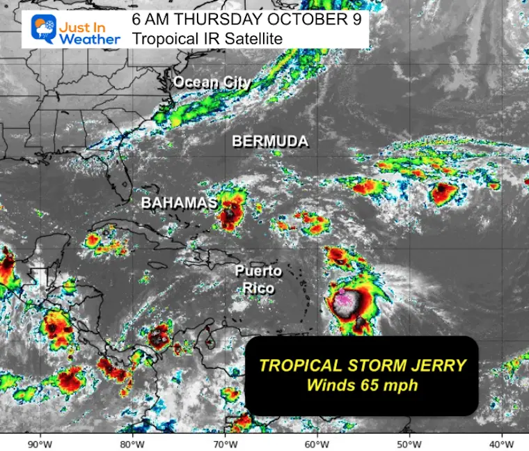 October 9 weather Tropical Storm Jerry satellite