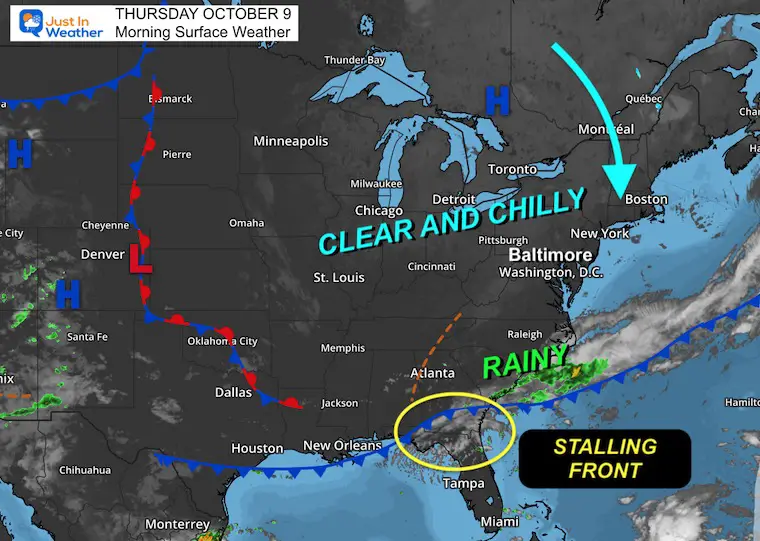October 9 weather Thursday morning