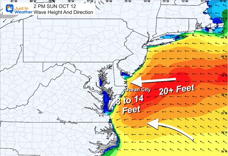 October 9 weather waves Sunday