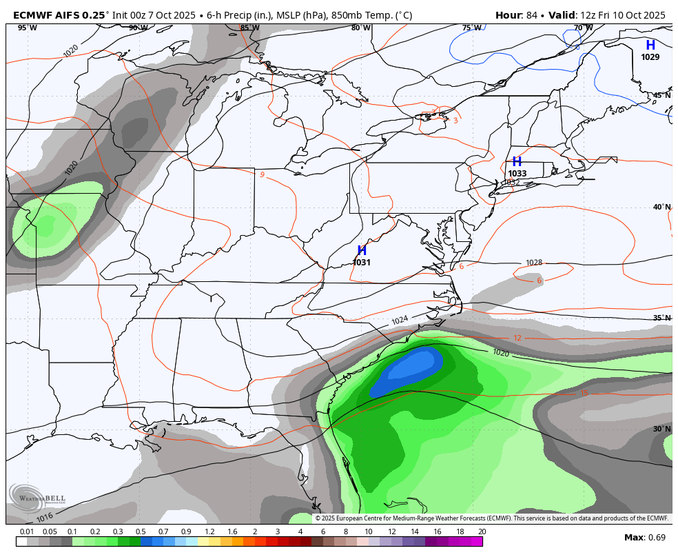 October 7 weather coastal storm Nor'easter AI Model