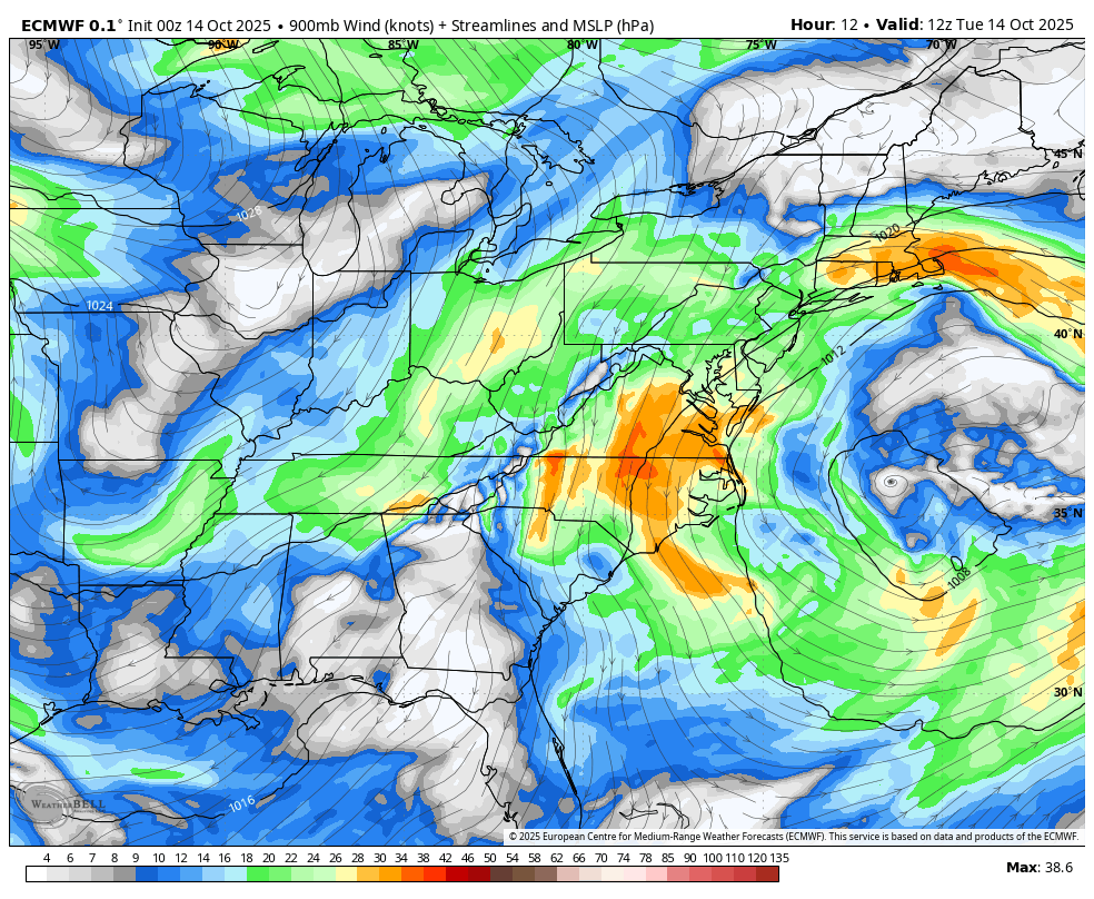October 14 weather streamline winds