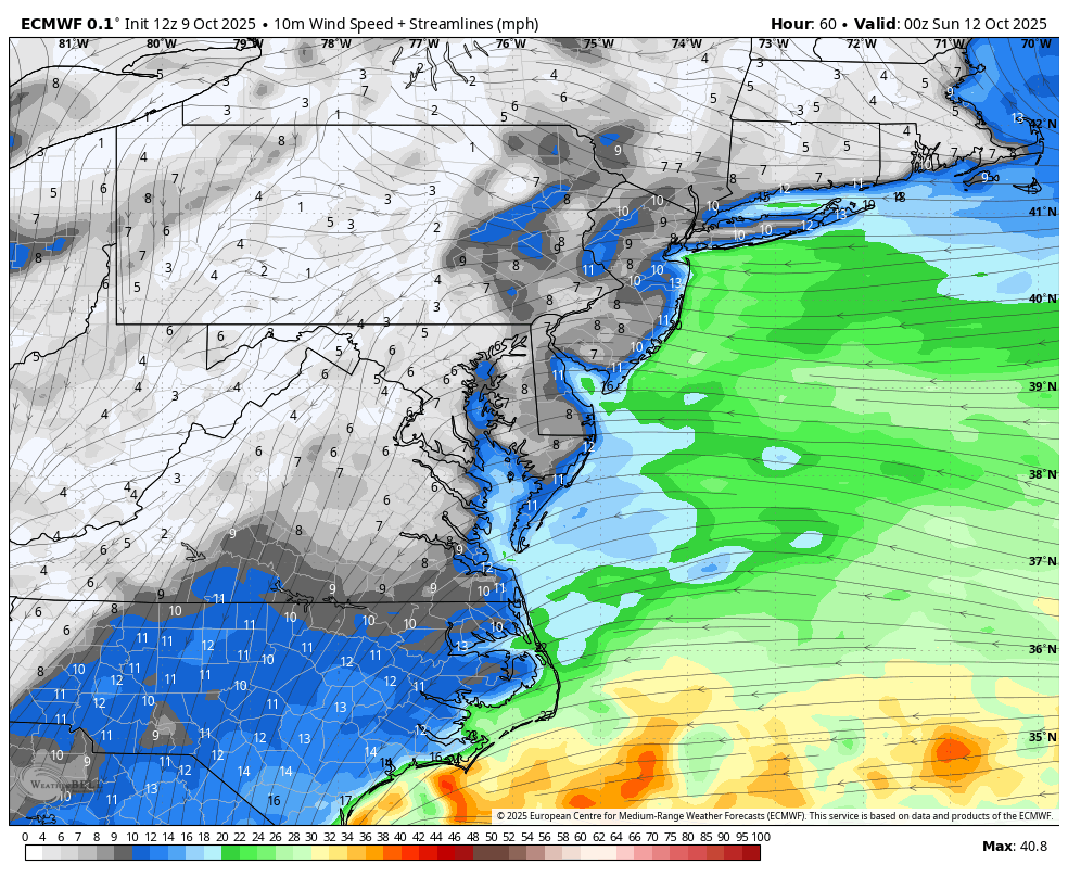 October 9 storm forecast wind