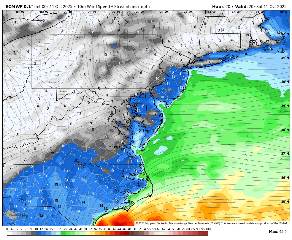October 11 weather coastal storm wind forecast
