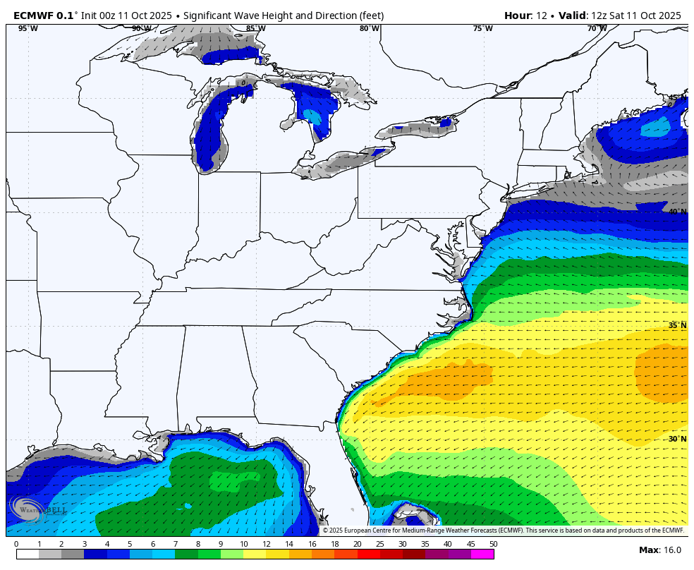 October 11 weather coastal storm wave forecast