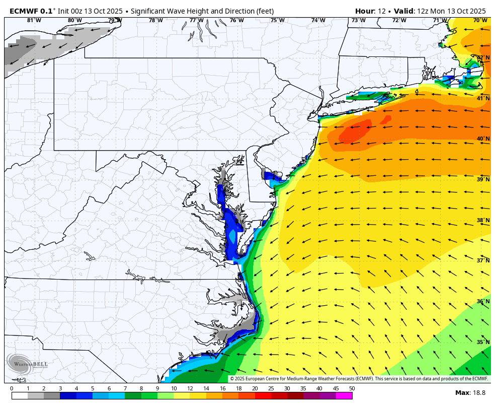 October 13 weather storm forecast waves