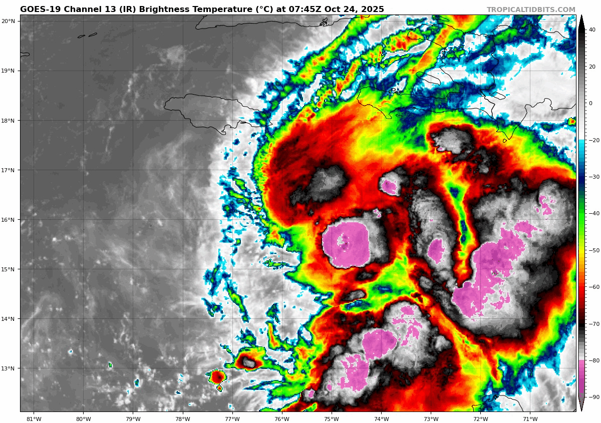 October 24 weather tropical storm Melissa satellite loop Friday morning