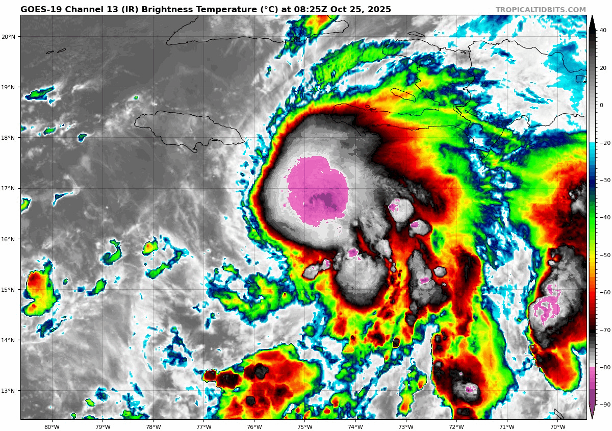 October 25 weather tropical storm Melissa satellite loop Saturday morning