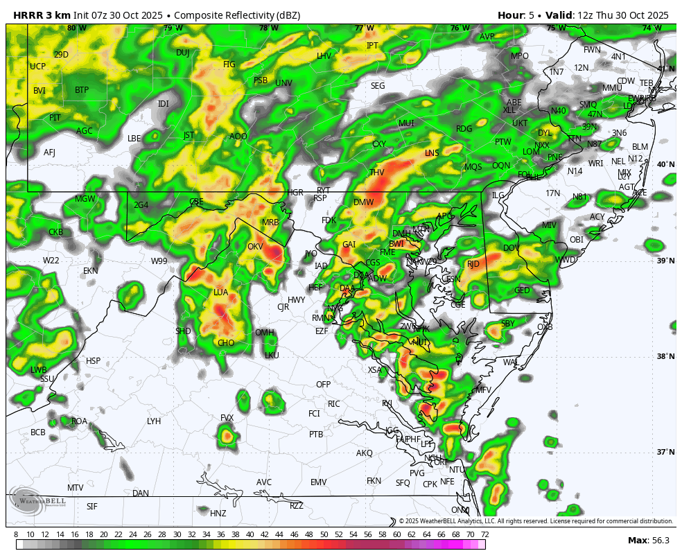 October 30 weather rain forecast radar Thursday