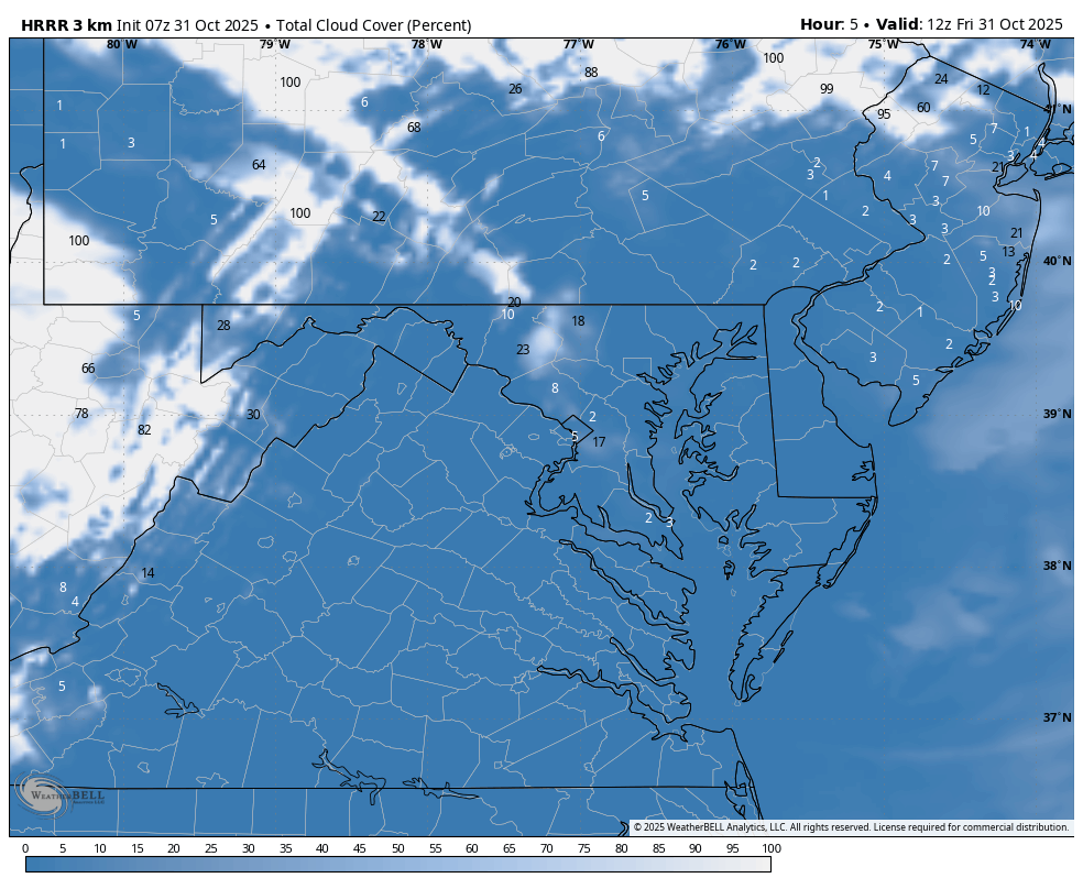 October 31 weather cloud forecast Halloween Friday