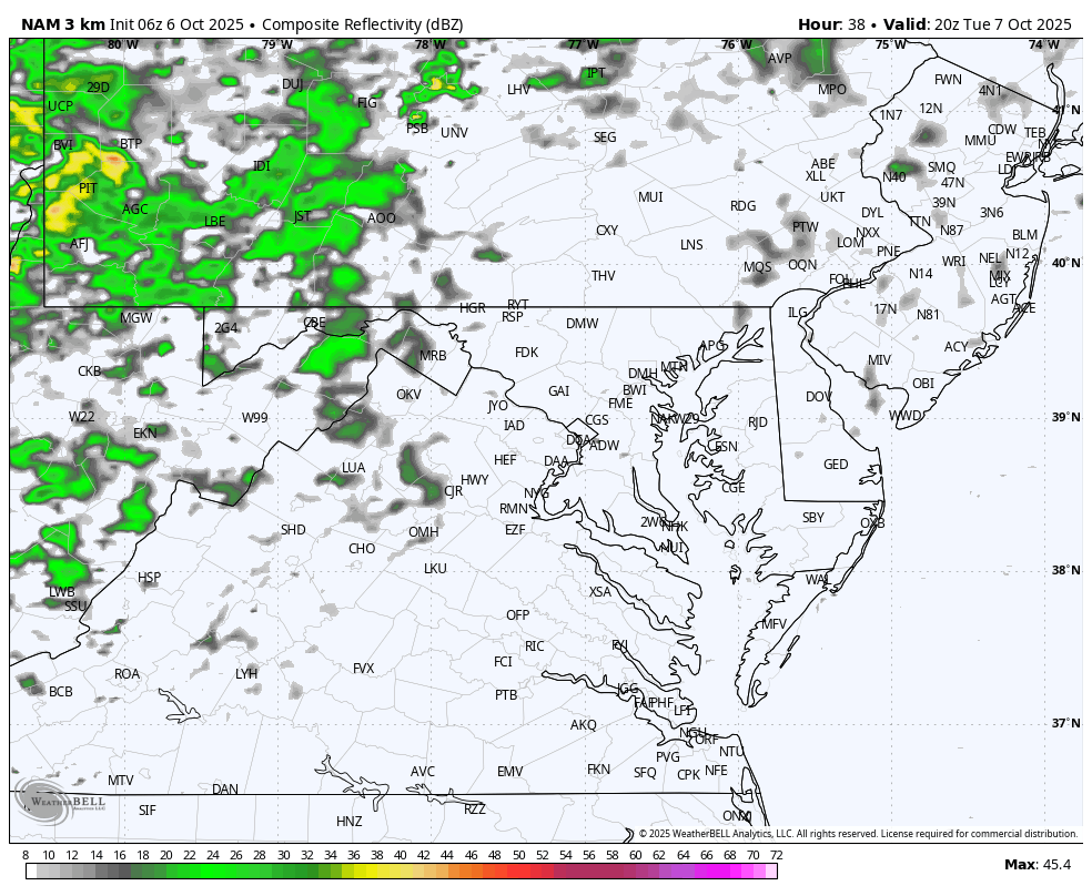 October 6 weather forecast radar Tuesday