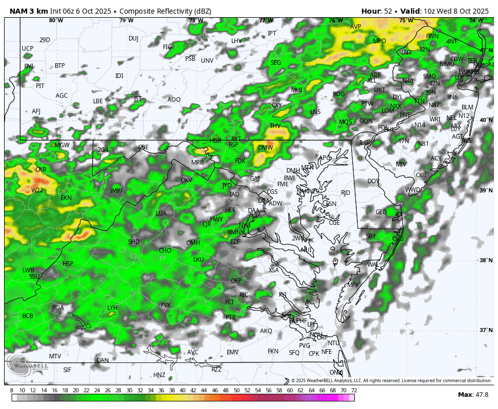 October 6 weather forecast radar Wednesday