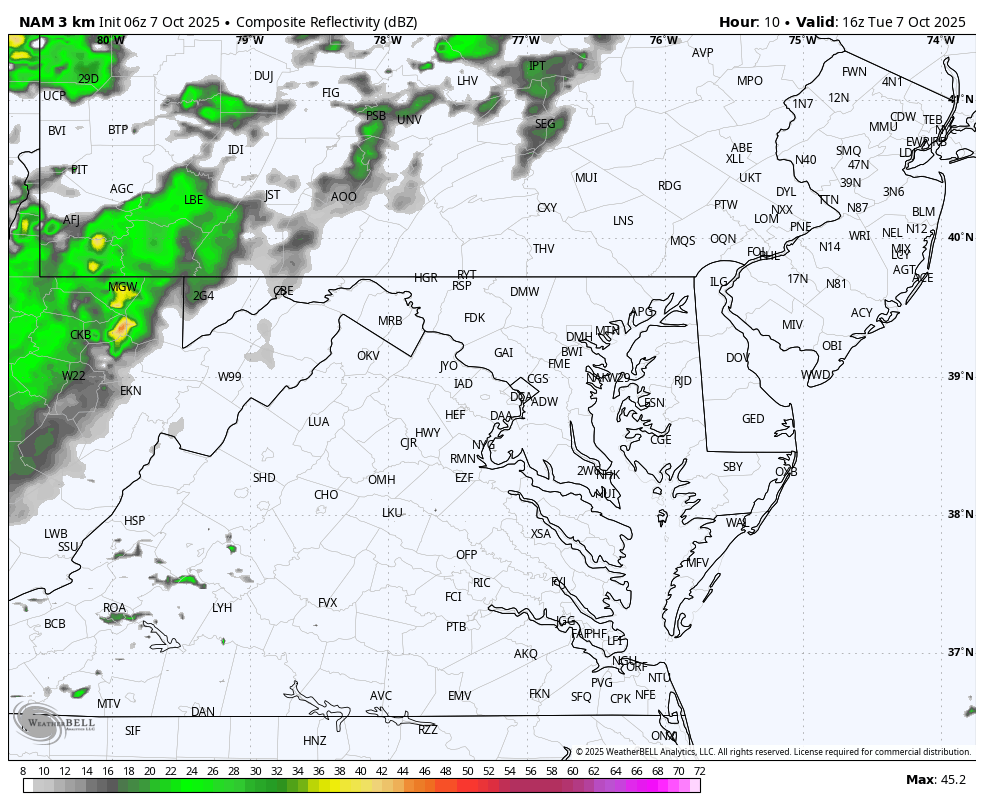 October 7 weather rain forecast radar Tuesday