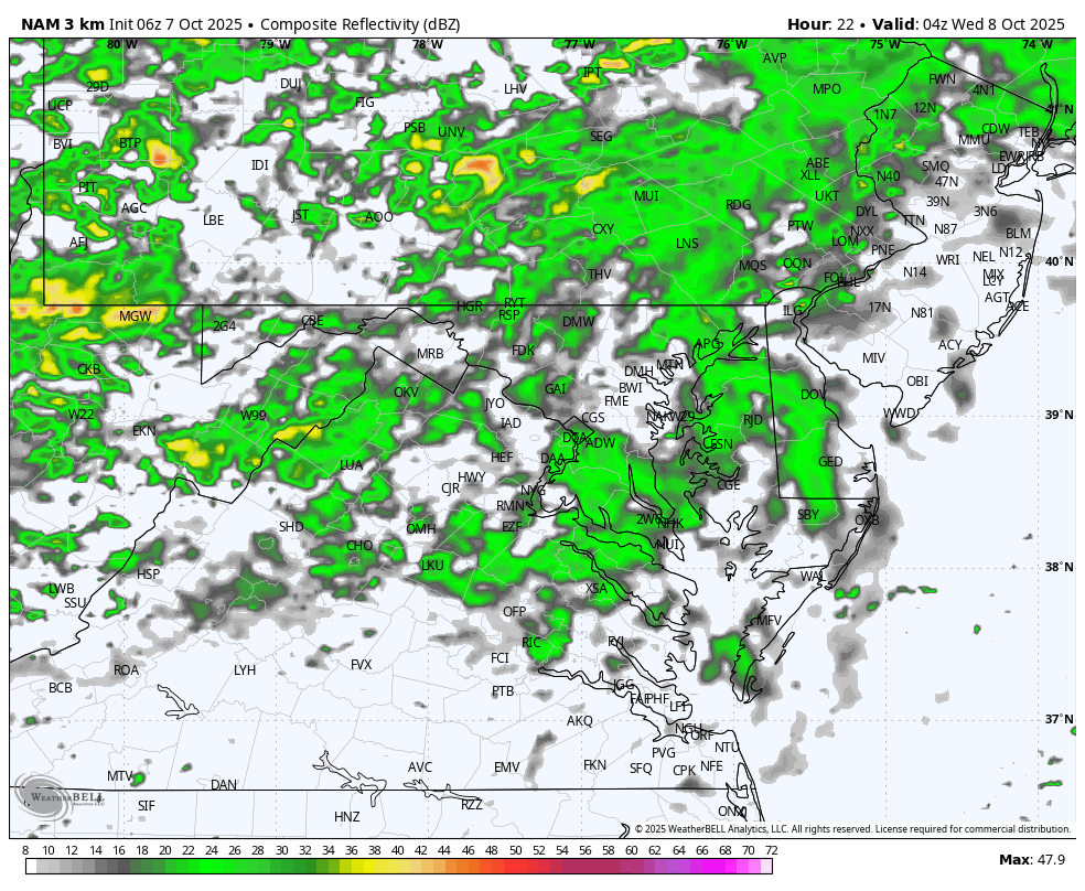 ScreenshotOctober 7 weather rain forecast radar Wednesday