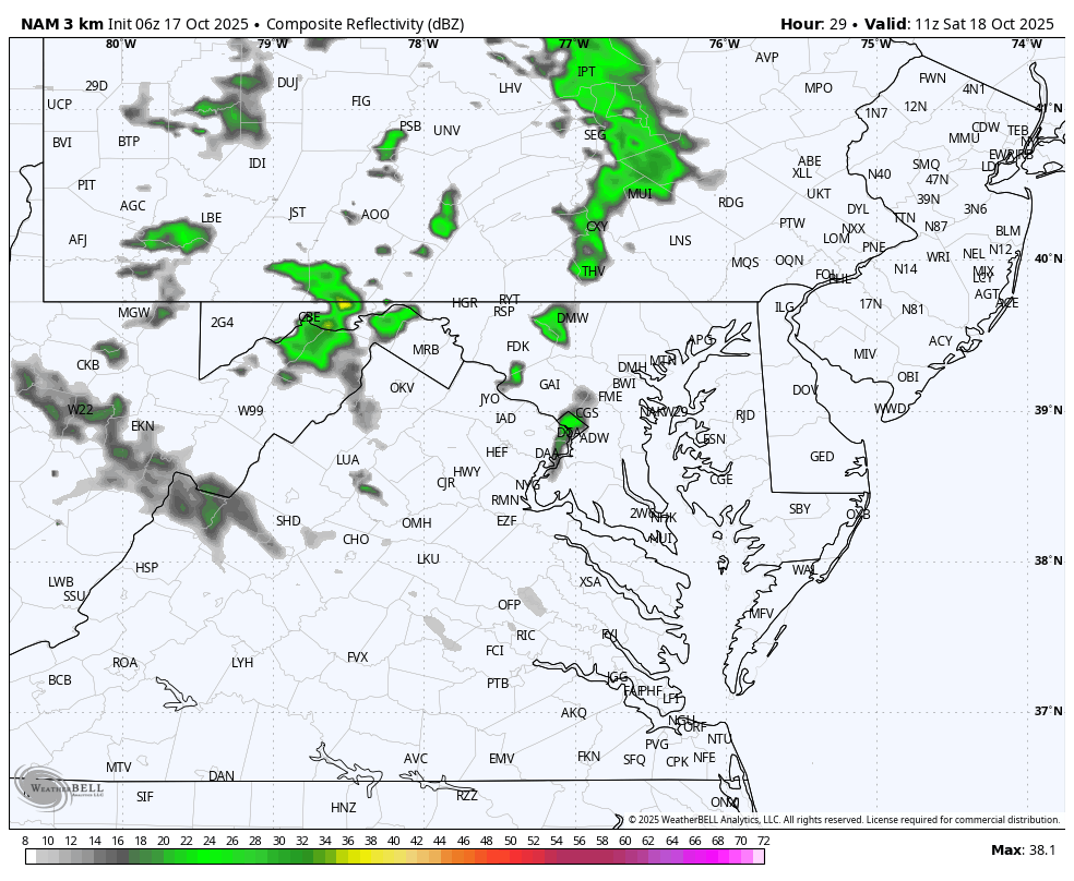 October 17 weather forecast rain radar Saturday