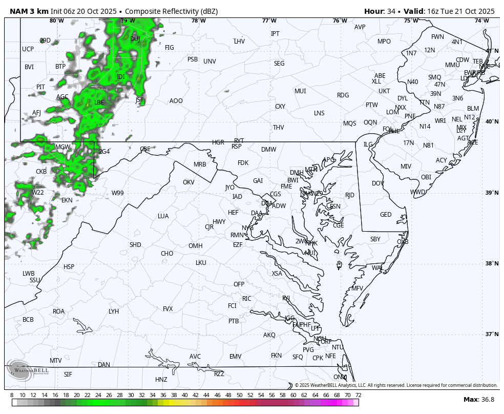 October 20 weather forecast radar Tuesday