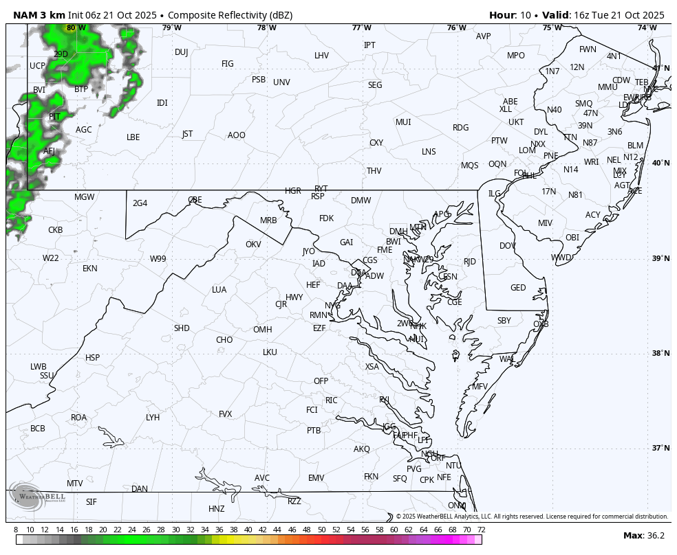 October 21 weather rain radar forecast Tuesday afternoon