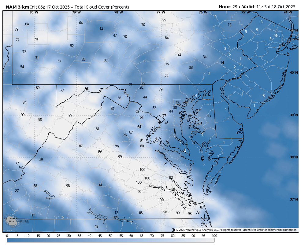October 17 weather forecast clouds satellite Saturday