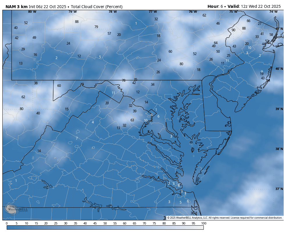 October 22 weather cloud forecast