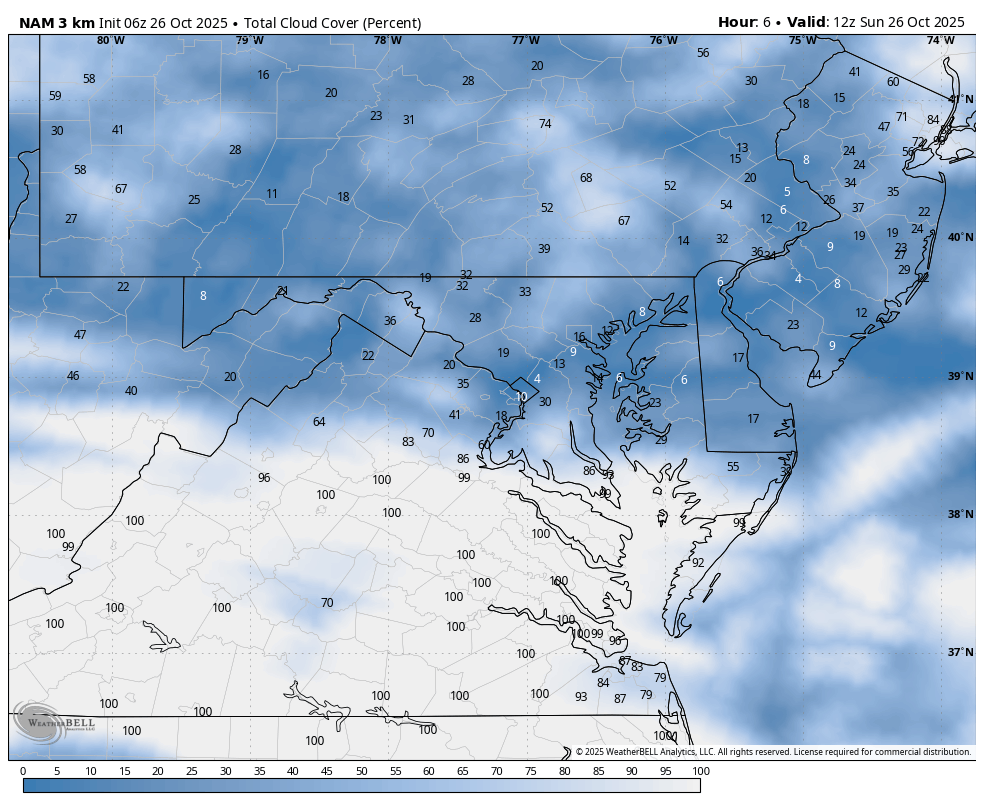 October 26 weather cloud forecast Sunday