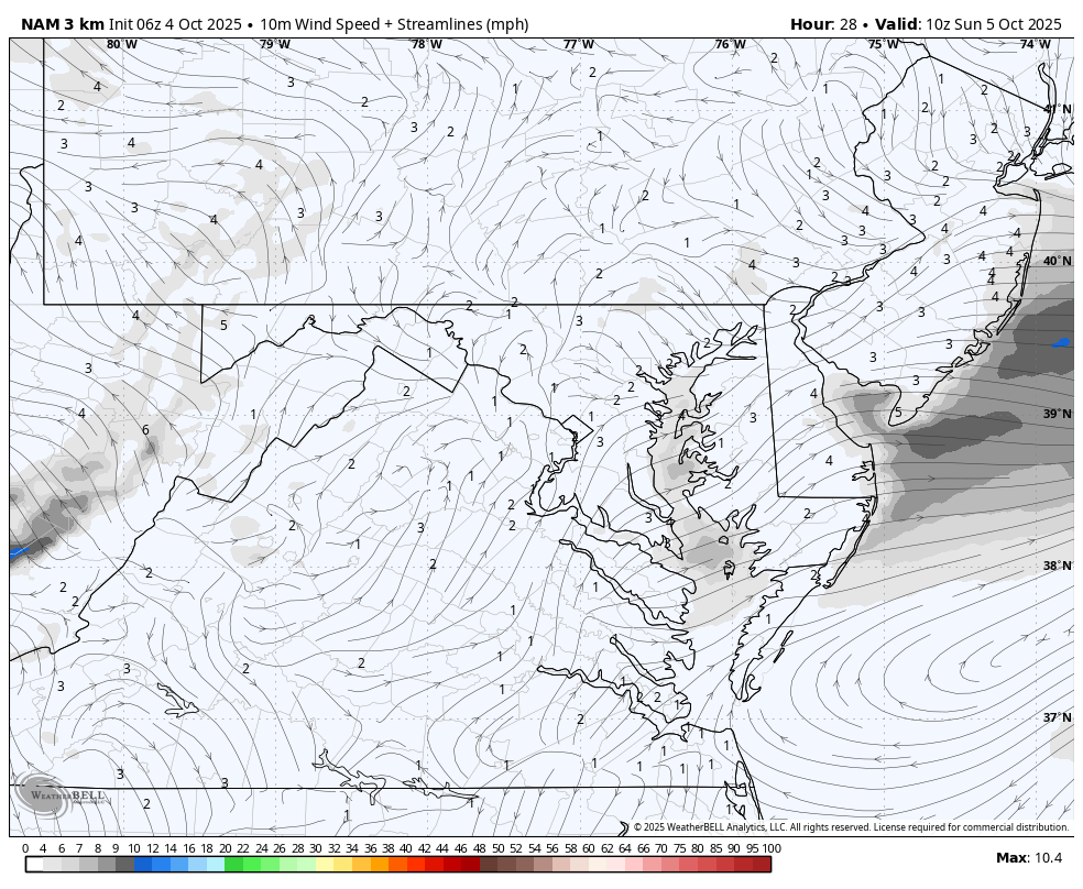 October 4 weather wind Sunday