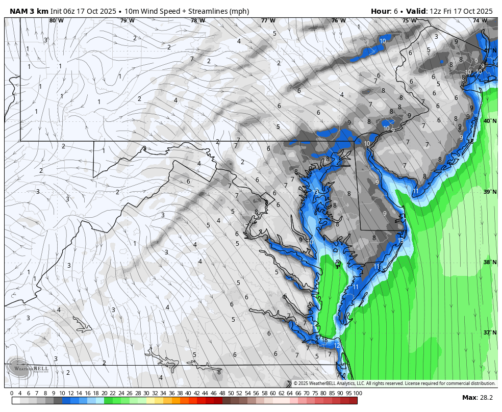 October 17 weather wind Friday