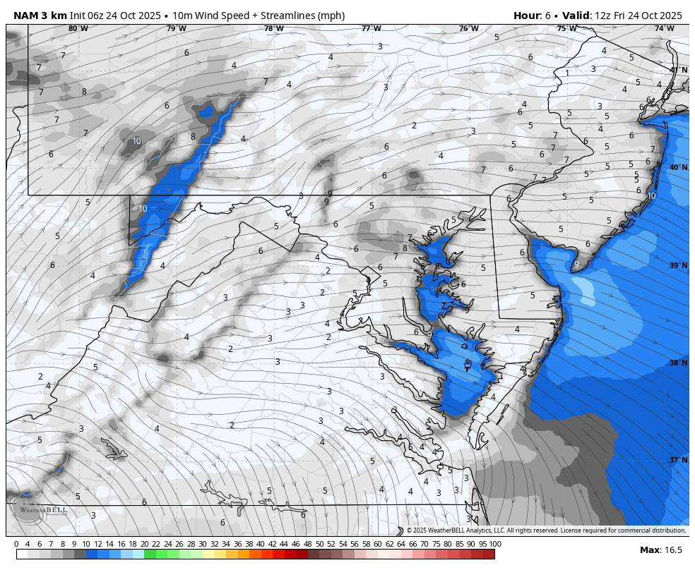 October 24 weather wind forecast Friday