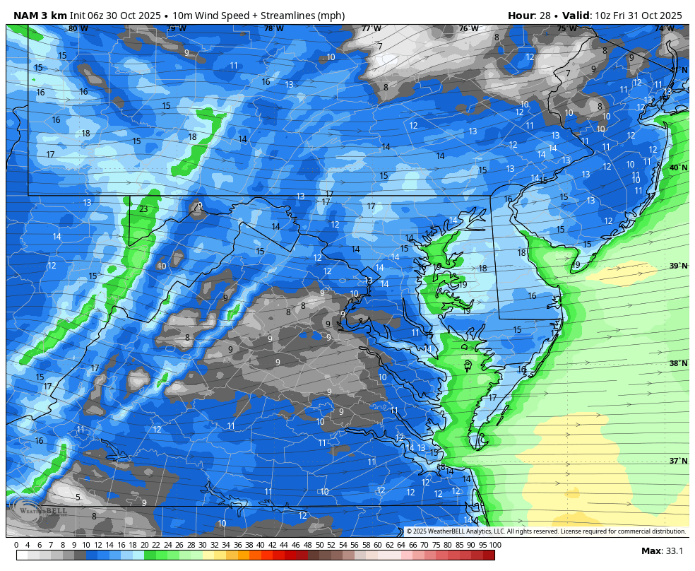 October 30 weather wind forecast Halloween Friday