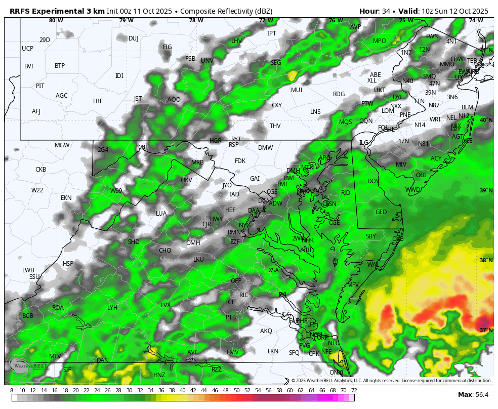 October 11 weather forecast rain radar Sunday