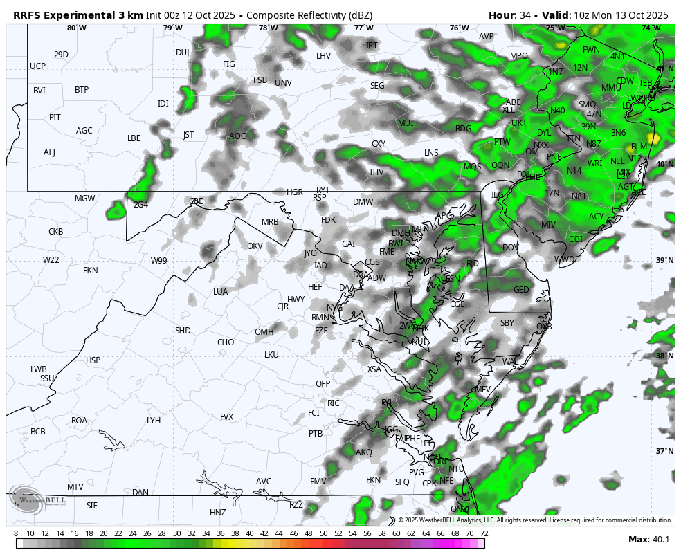 October 12 weather rain radar forecast Monday