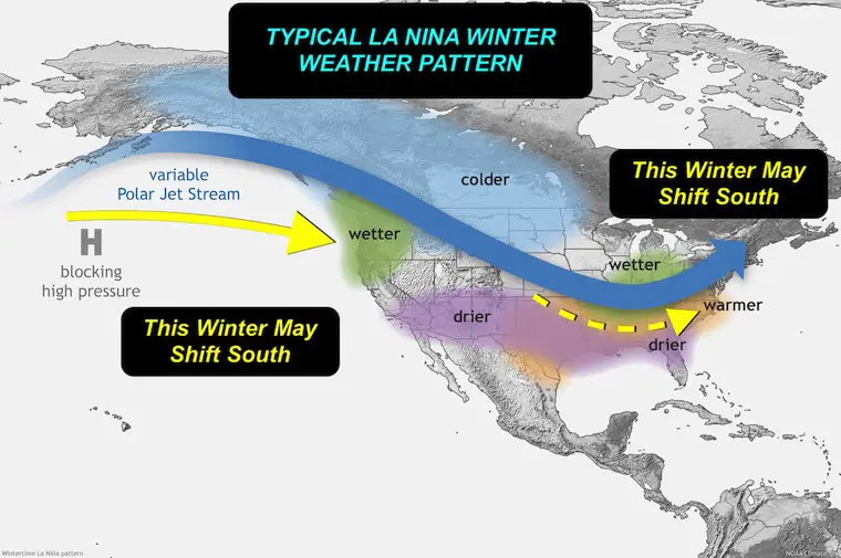 La Nina Winter Weather Storm Track And 2026 shift South