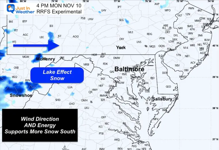 November 10 weather snow forecast Monday afternoon