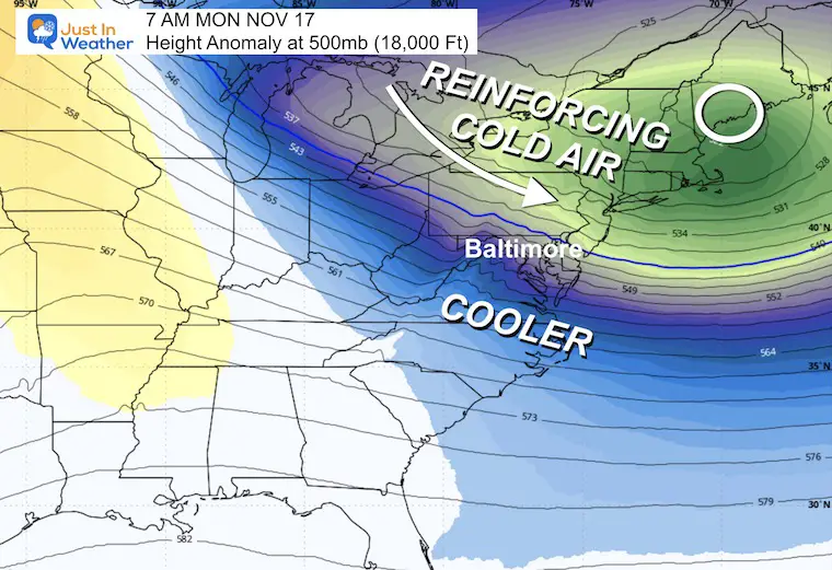 November 11 weather jet stream Monday