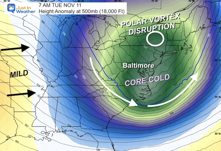 November 11 weather jet stream Tuesday