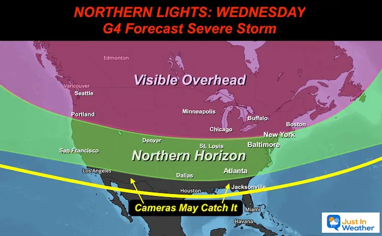 Northern Lights Aurora Forecast Wednesday night
