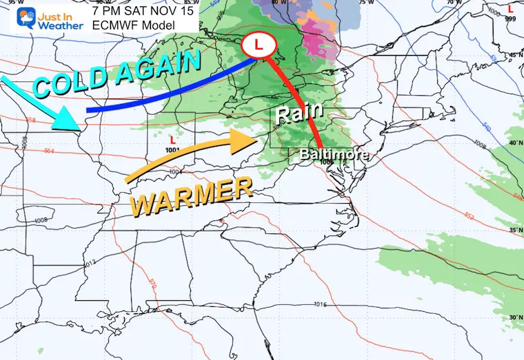 November 12 weather forecast rain Saturday