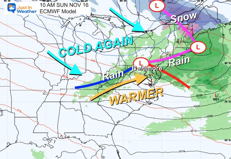 November 12 weather forecast rain Sunday
