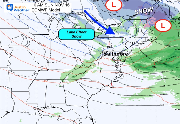 November 13 weather storm forecast Sunday morning