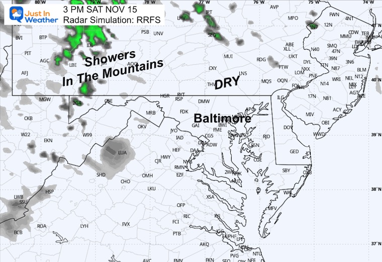November 14 weather forecast rain Saturday afternoon
