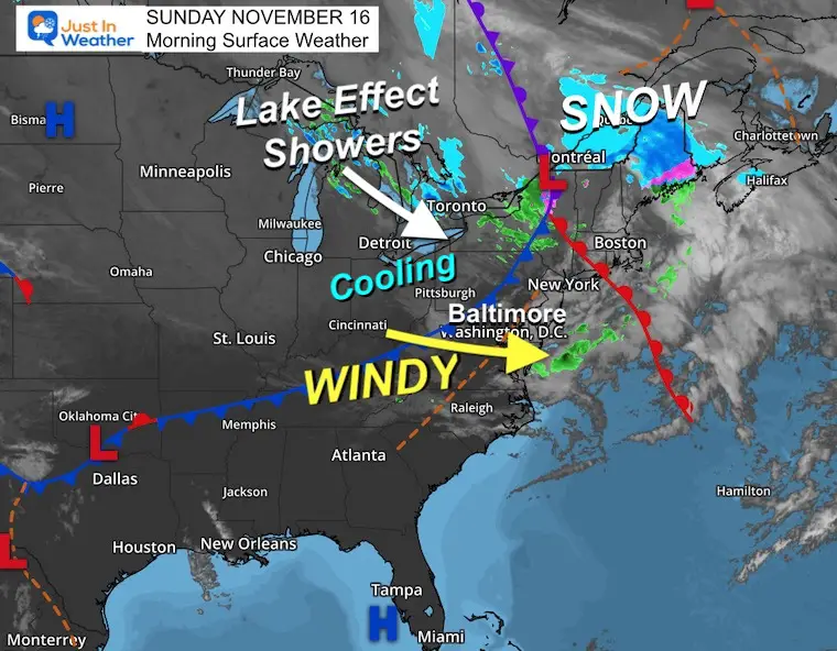 November 16 weather Sunday morning