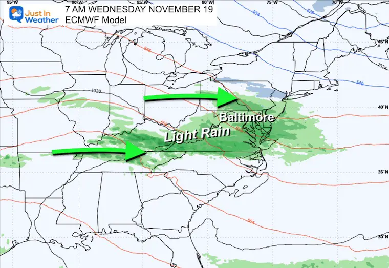 November 16 weather rain Wednesday