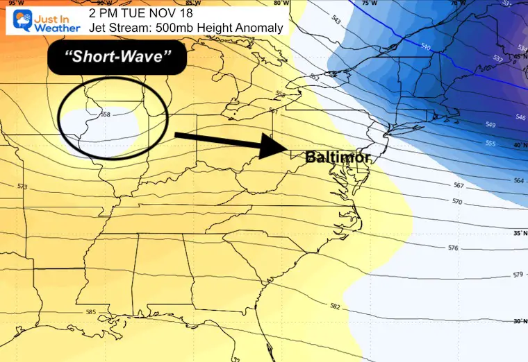 November 17 weather jet stream heights Tuesday