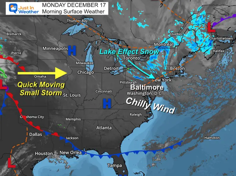 November 17 weather Monday morning map