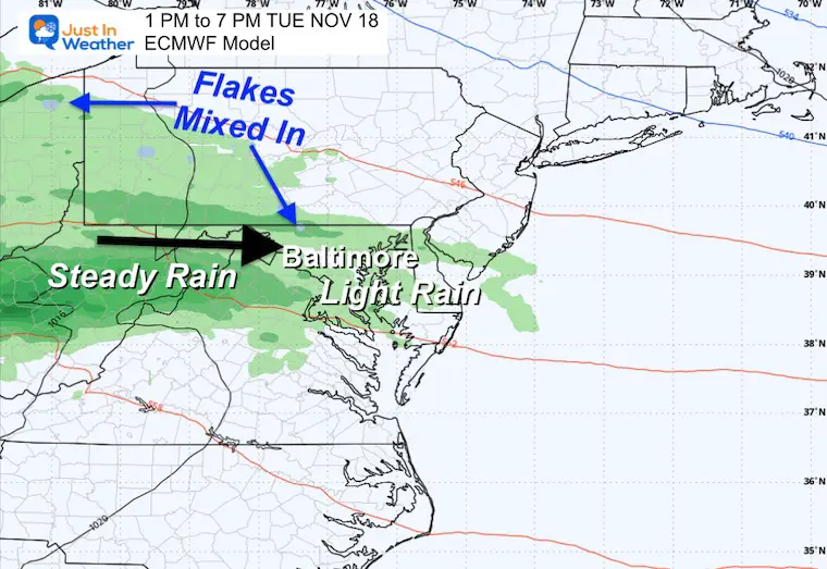 November 17 weather rain Tuesday