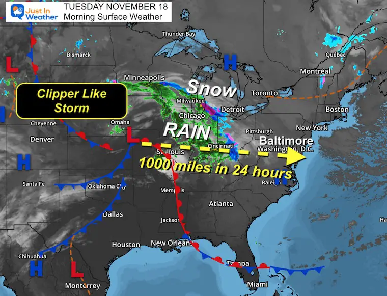 November 18 weather storm Tuesday morning