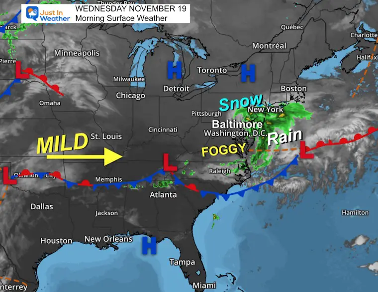 November 19 weather Wednesday morning map