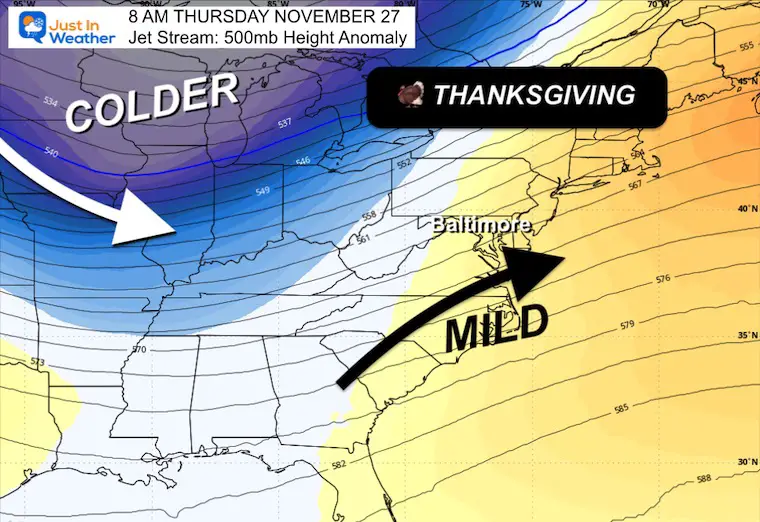 November 19 weather jet stream forecast Thanksgiving Thursday