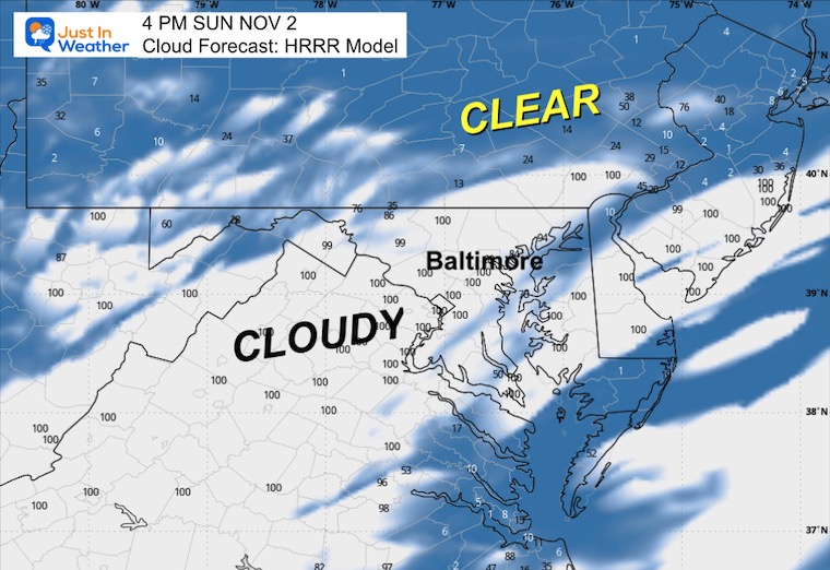 November 2 weather forecast clouds Sunday afternoon